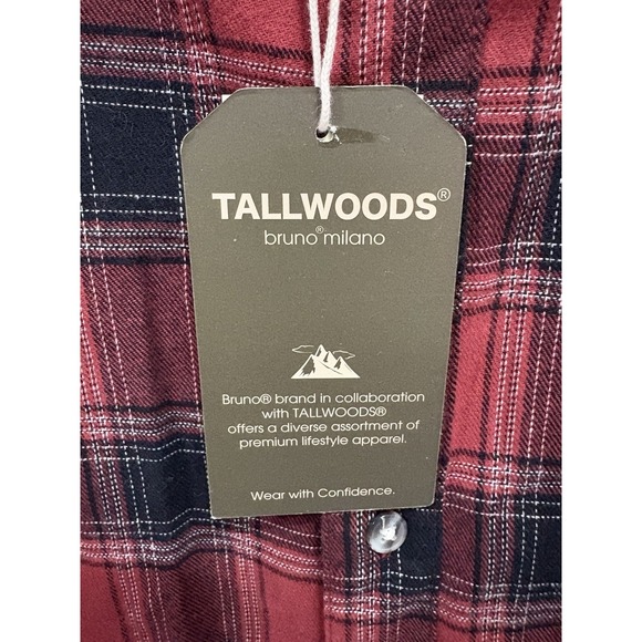Tallwoods Bruno Milano Red Plaid Flannel Button Up Men's Size Small - Picture 4 of 8